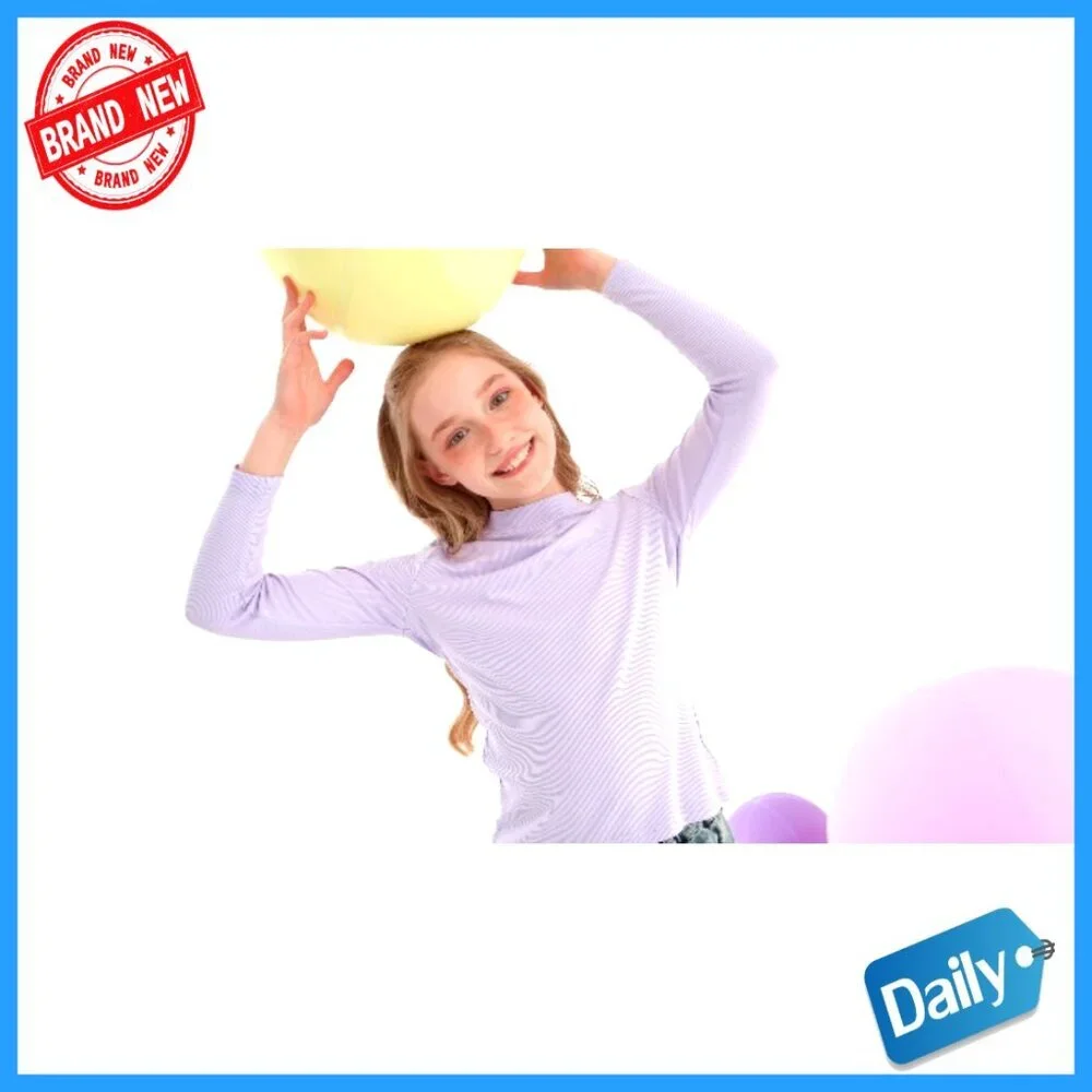 3 Pack Girls' Ribbed Long Sleeve Mock Turtleneck Cotton Tees Base Layer